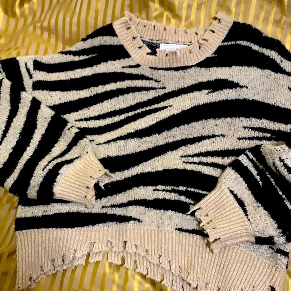 Small women sweater. Black stripe. Great condition